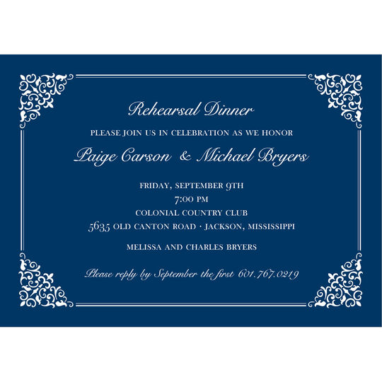 Lace Navy Invitations